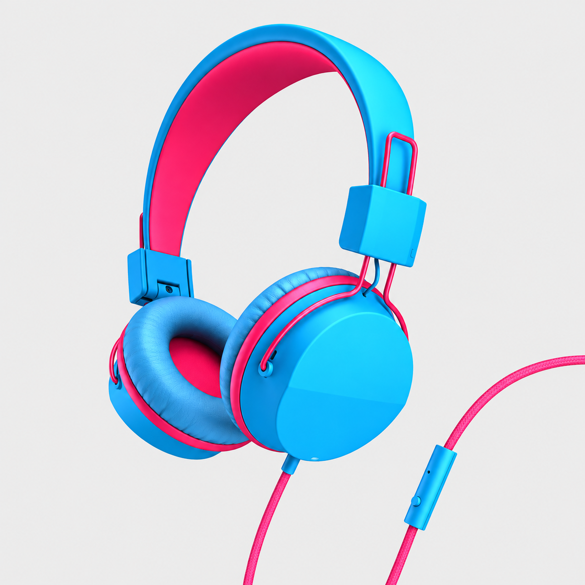 Blue Wired Over-Ear Kids Headphones With Safe Volume Limit And Foldable Design
