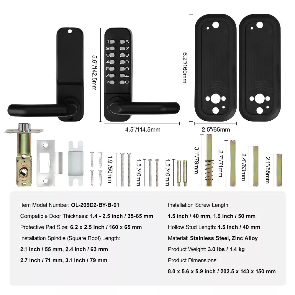 Waterproof Zinc Alloy Mechanical Keypad Keyless Entry Door Lock